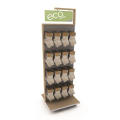 Praktisch bewegliche Holz-Slatwall-Boden-Standing Metal Hooks Doppelseitige Hanging Sock Rack Display